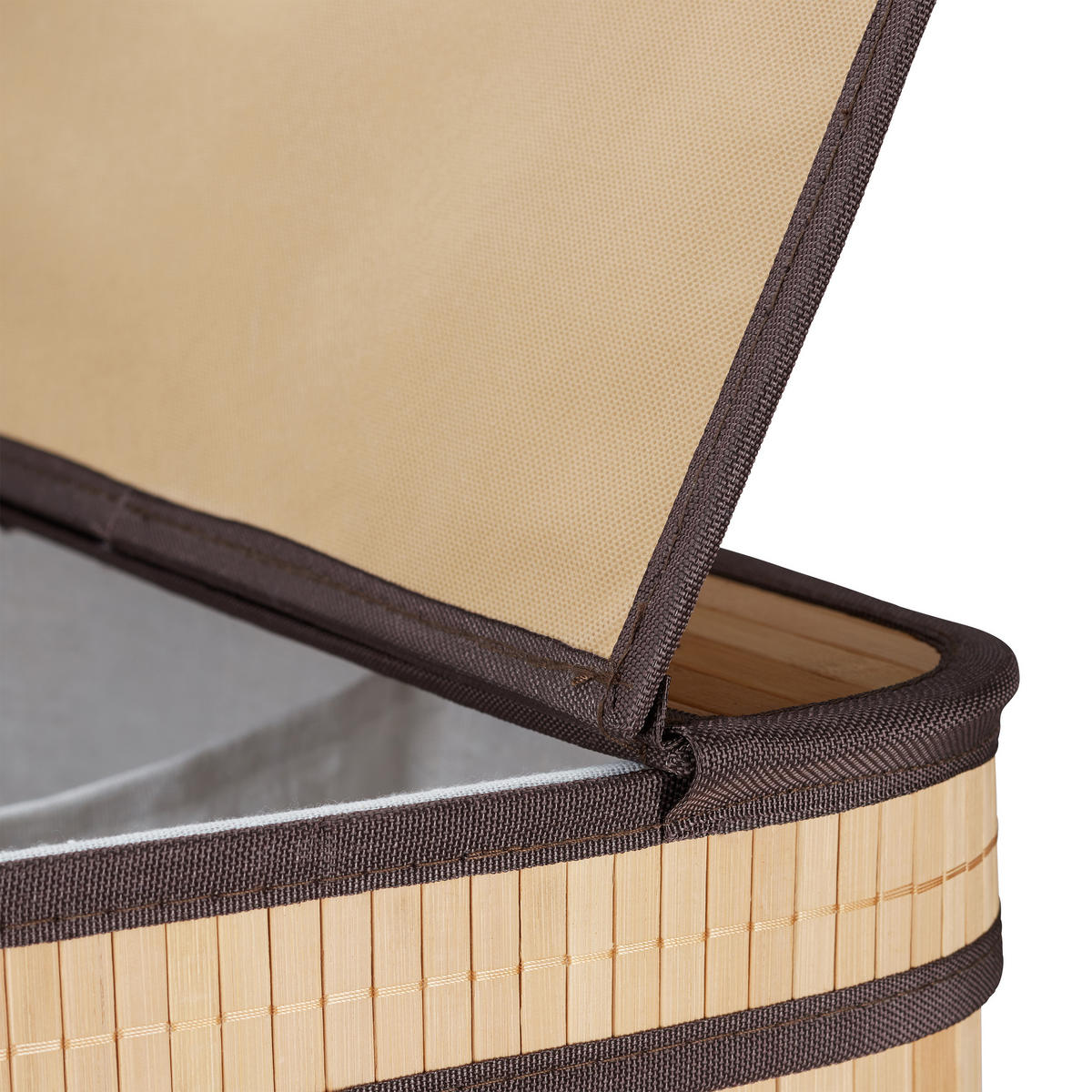 WÄSCHEKORB - Hellbraun, Holz/Textil (55/63/35cm) - Relaxdays