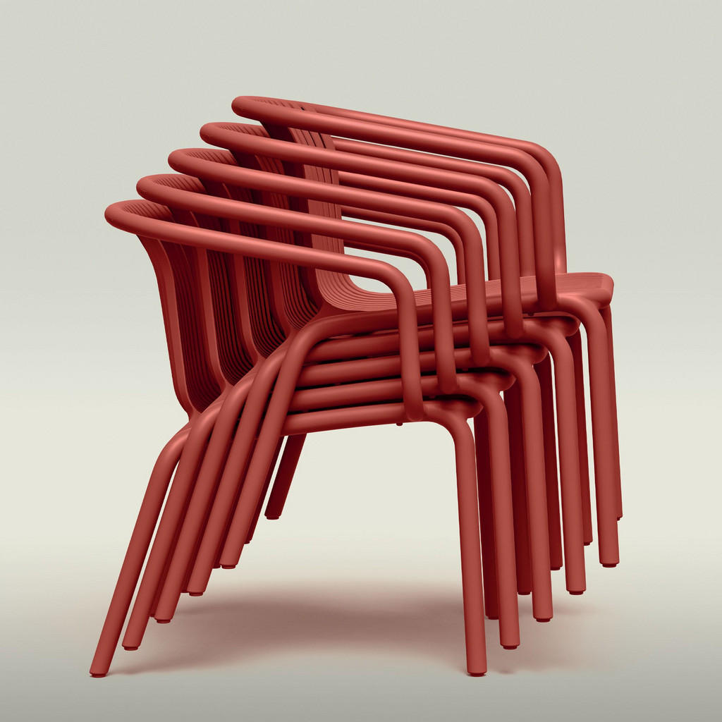 Thumbnail - Konsimo® Garten, Rot, Kunststoff, Stühle stapelbar, hochwertige Qualität, 2-Sitzer, Gartenmöbel, Gartenmöbel-Sets