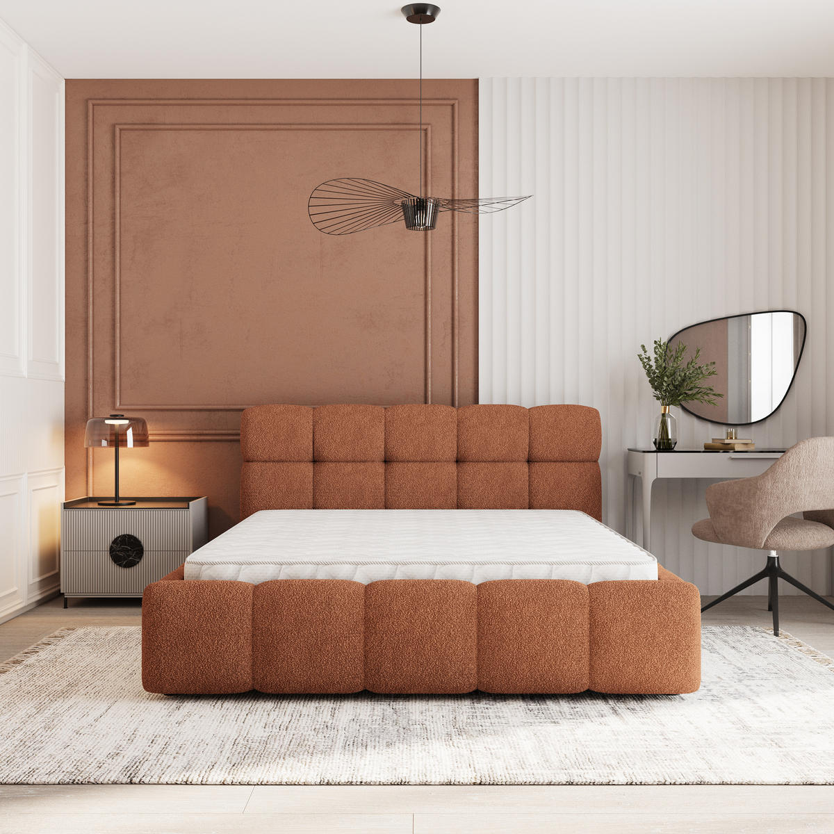 POLSTERBETT FARU Q 180x200 cm mit Bettkästen - Kupferfarben - Kupferfarben, Holz (180/200cm) - MASSENO