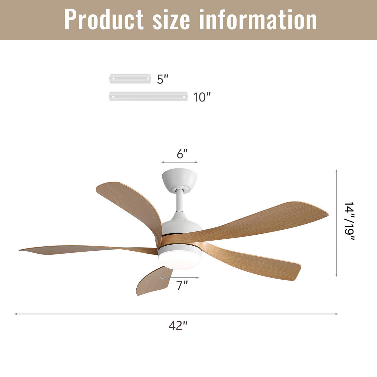 DECKENVENTILATOR DE-16212 42 Zoll mit LED & Fernbedienung - Weiß, Kunststoff (106.68/106.68/26.8cm) - ComfortXL