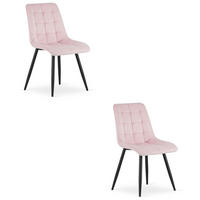 STUHL Hellrosa 49x60 cm SPLIT Samtbezug - Schwarz, Metall (49/59/60cm)