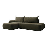 ECKSOFA Mit Schlaffunktion Und Bettkasten, Velvet-Stoff Vena, Olive, Links, HELA I - Olivgrün, Holz (302/184cm) - Kaiser Möbel