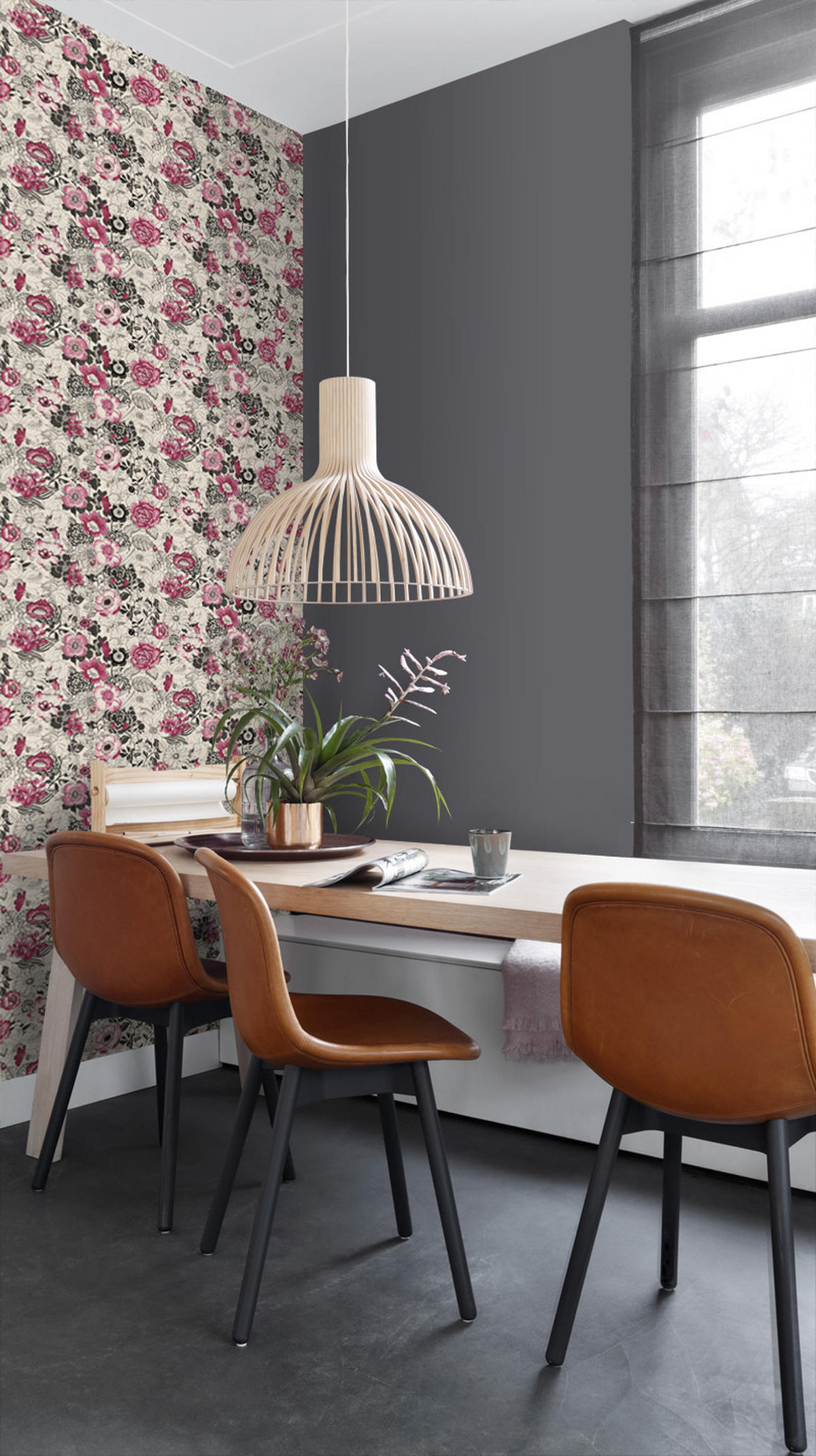 TAPETE Blumen 53 cm x 10.05 m - Rot, Papier (53/1000cm) - ESTAhome