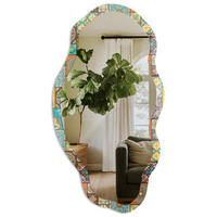 SPIEGEL 90x45 cm asymmetrisch mit Druck - Farbenfrohes Mosaik - Transparent, Glas (45/90/0.4cm) - TULUP