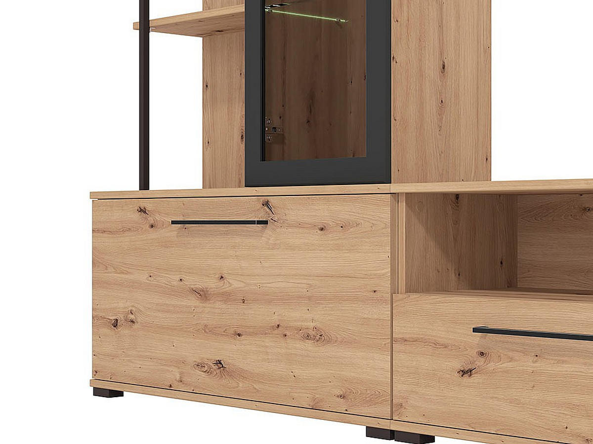 TV-WAND - 229.5 x 35 - holz - naturfarben hell Dublin - Naturfarben, Glas/Holz (229.5/183/35cm) - Vente-Unique