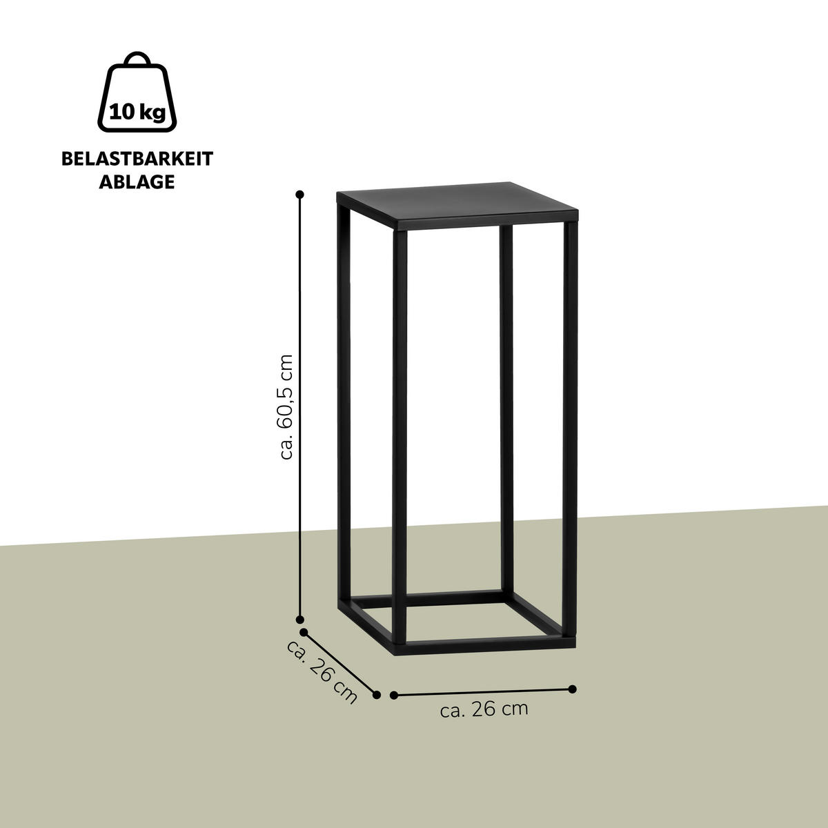 BLUMENHOCKER, Metall, schwarz - Schwarz, Metall (26/26/60.5cm) - bremermann