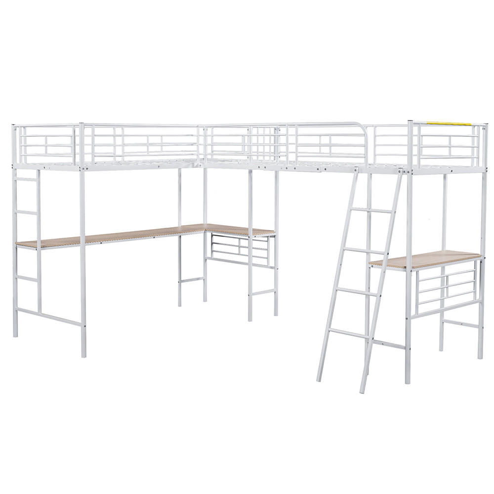 HOCHBETT 90/200 cm in Weiß mit Doppeltreppe - Weiß, Metall (90/200cm) - KOMHTOM