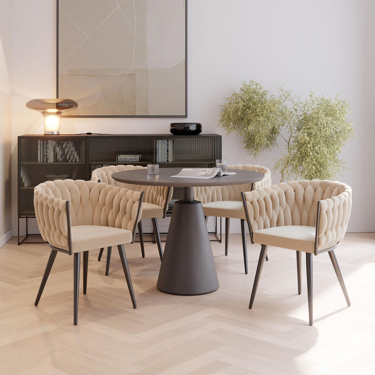 ESSZIMMERSTUHL 4er Set Astano 60 5 x 55 x 75 cm Sand - Sandfarben, Textil (60.5/75/55cm) - tectake