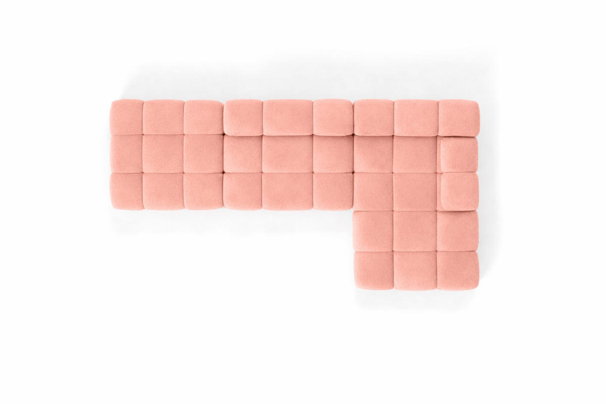 ECKSOFA L-Form Modular Mit Hocker, Veloursstoff Salvador, Rosa, Rechts, Selia - Rosa, Holz (285/160cm) - Kaiser Möbel