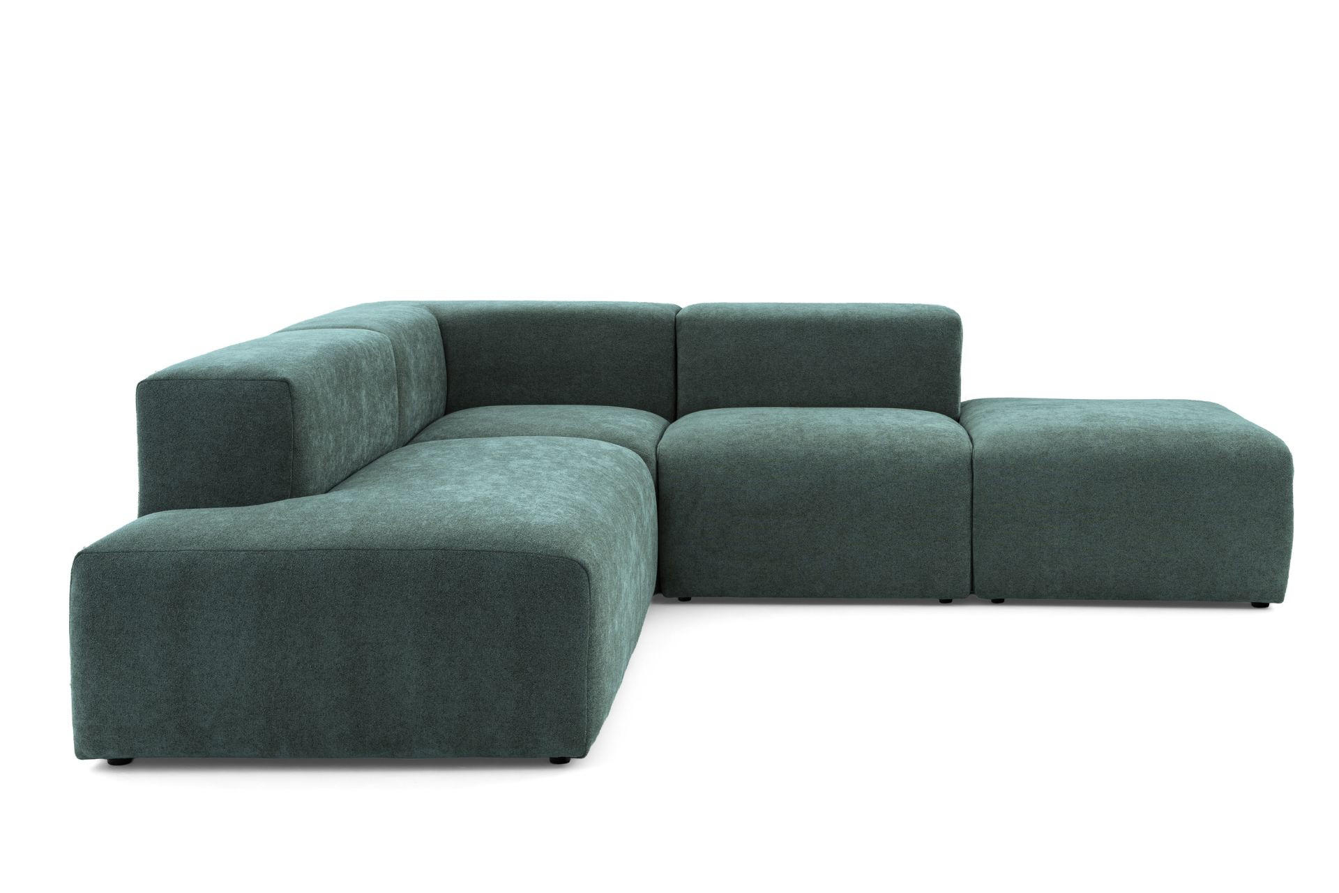 4-SITZER modulares Ecksofa HEAVEN SET 3 Links, Breite 270 cm Webstoff Dunkelgrün - Dunkelgrün/Schwarz, Holz/Kunststoff (245/270cm) - Muffo