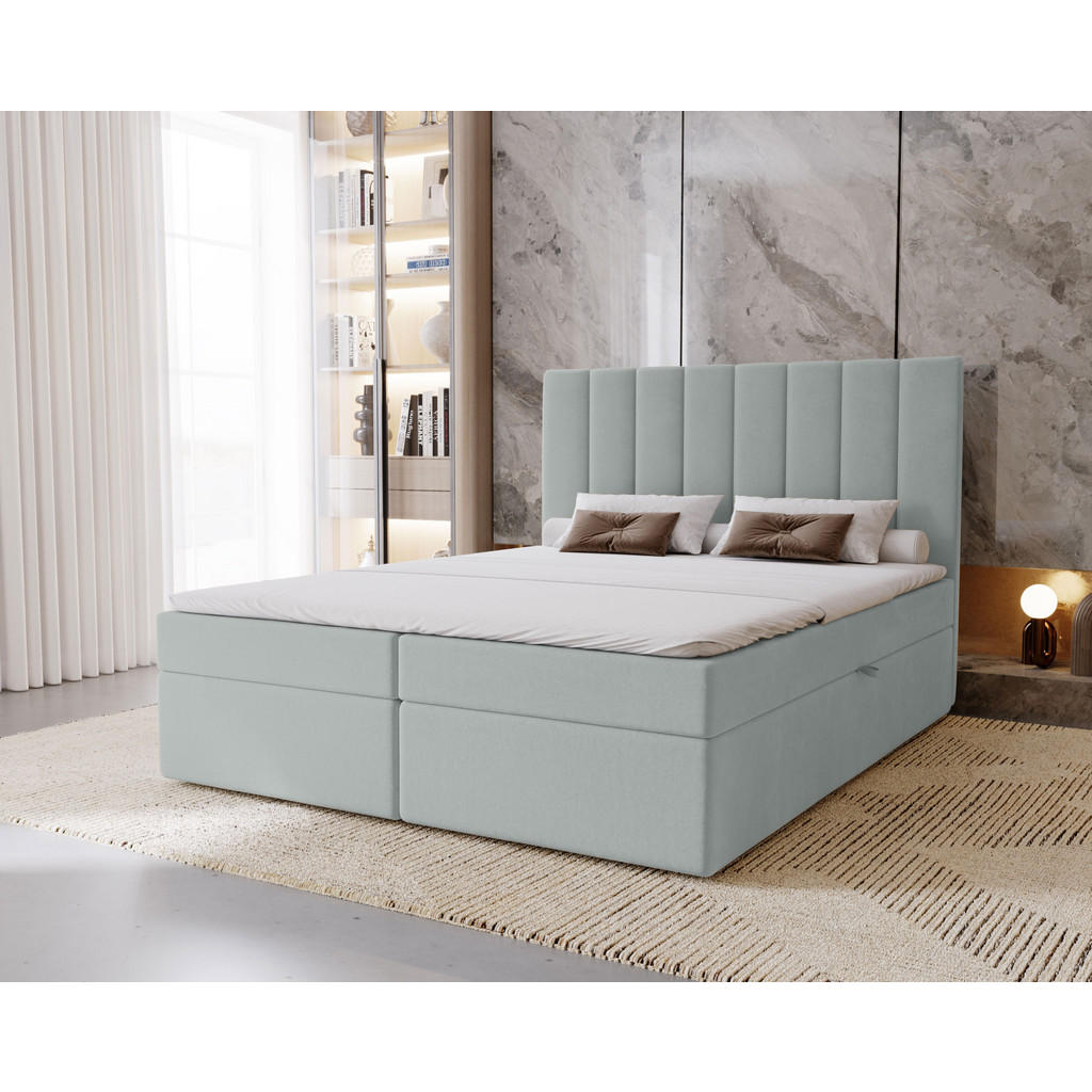 Thumbnail - Marpur Boxbett, Hellgrau, Textil, Höhe ca. 16 cm, 160x200 cm, Oeko-Tex® Standard 100, Schlafzimmer, Betten, Boxspringbet...