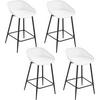 BARHOCKER 4er Set aus PP-Kunststoff, Weiß - Schwarz/Weiß, Kunststoff/Metall (44/84.5/47cm) - Woltu