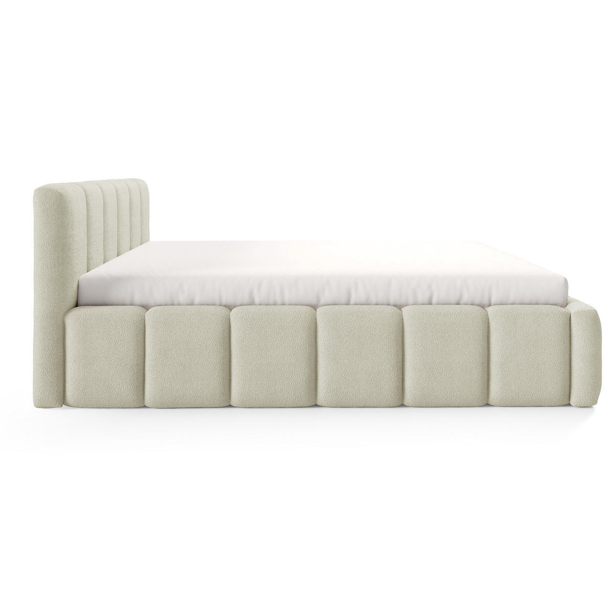 POLSTERBETT KALLA Medium 140x200 cm mit Bettkasten – QUELLE 02 - Creme, Holz (140/200cm) - Dekori_Interiors