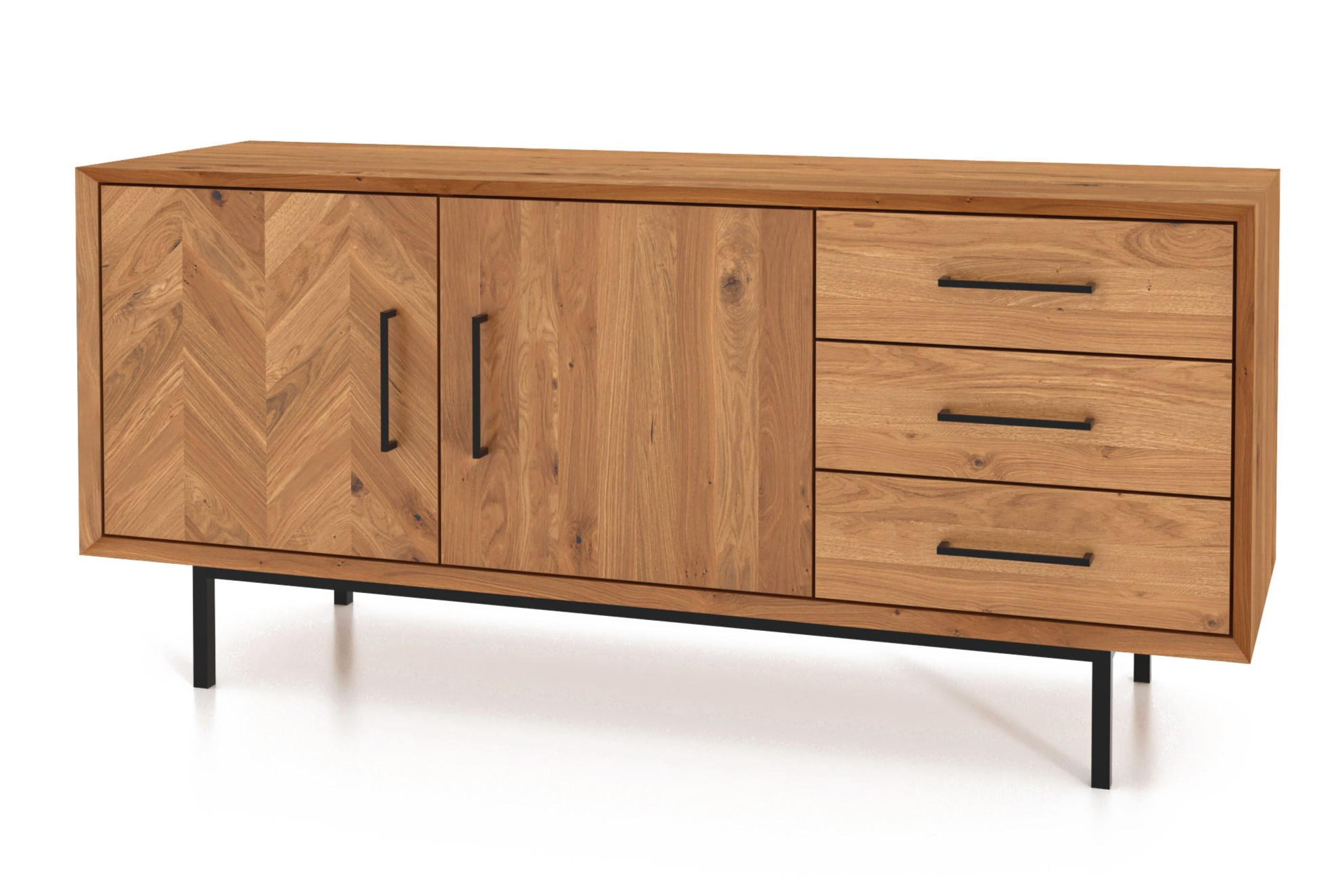 KOMMODE BREIT LEON Wildeiche - Wildeiche, Holz (144/65/45cm) - byoak