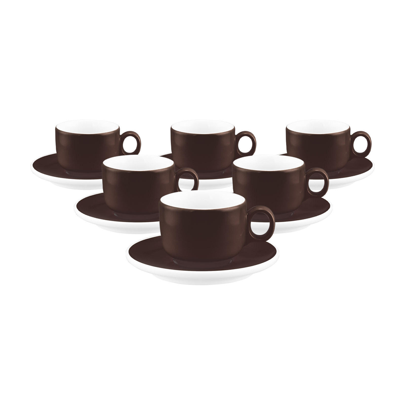 ESPRESSOTASSEN MIT UNTERTASSEN Sento Home Pure Colors Chocolate Brown 80 ml 6er Set - Dunkelbraun, Keramik (0.08L) - Seltmann Weiden