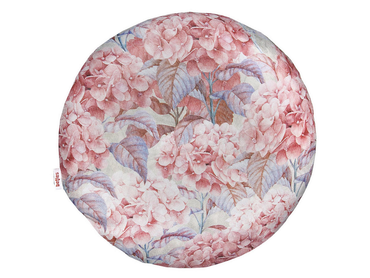 KISSENHÜLLE Rund Hortensie flieder-mauve Mischgewebe 40 cm Ø - Flieder/Mauve, Textil (40/40cm) - beties Heimtextil