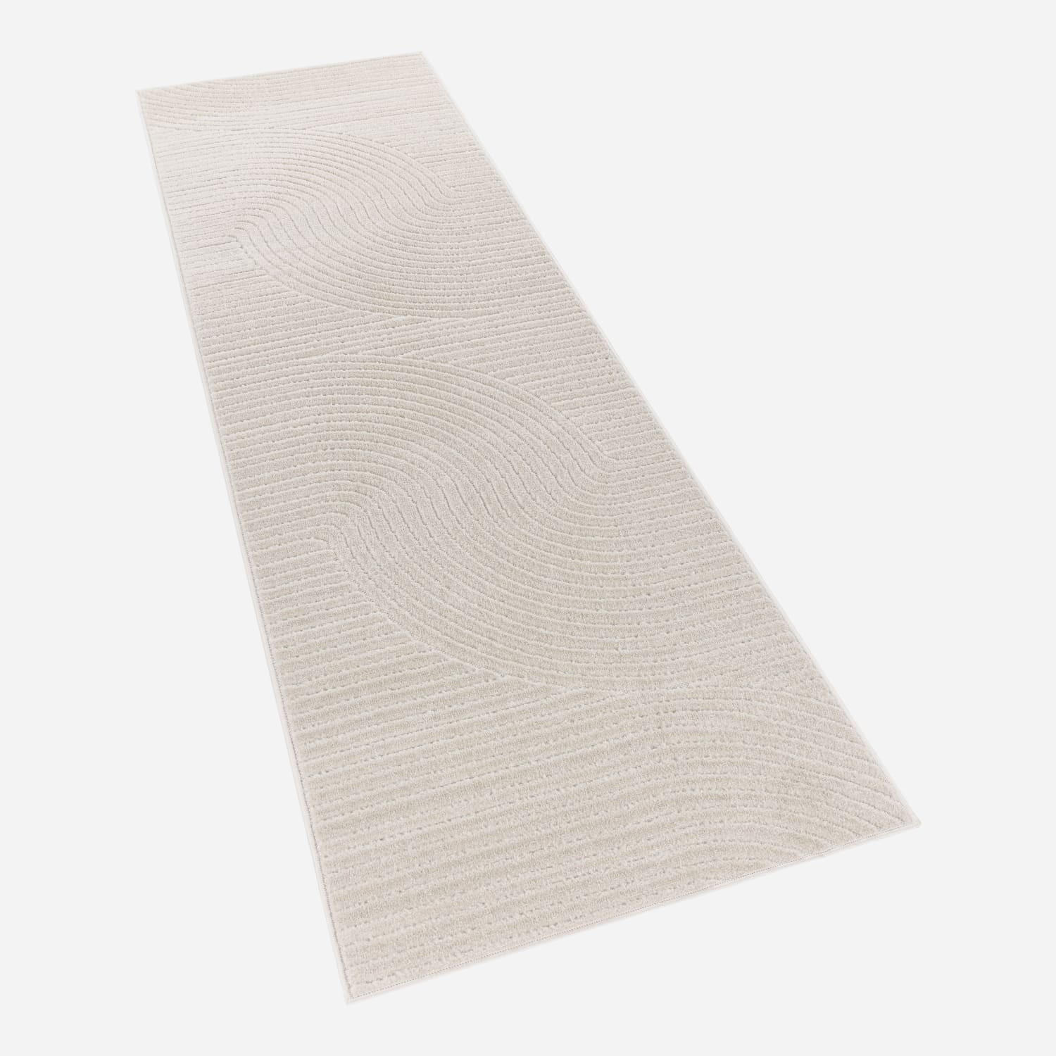 TEPPICH Kurzflor Struktur Wohnzimmer schmutzabweisend Creme Läufer 80x250 - Creme, Textil (250/80cm) - KADIMA DESIGN