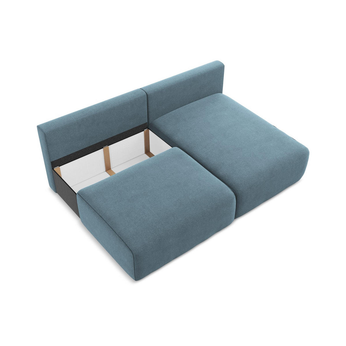 ECKSOFA mit Schlaffunktion rechts Strukturstoff Stoff Blau - Blau/Schwarz, Kunststoff/Textil (210/149cm) - LaMiaSofa