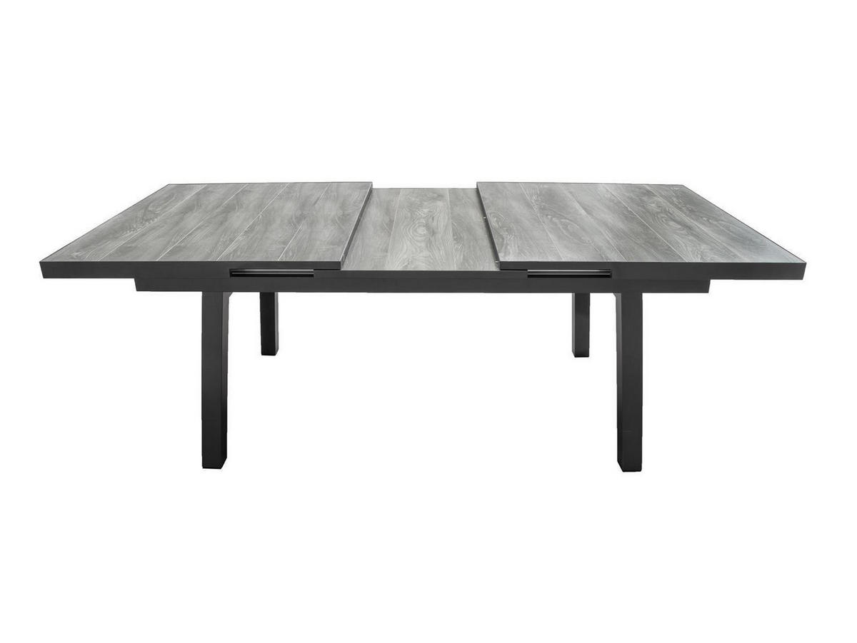 GARTENMÖBEL-SET Darwin 4 Aluminium ausziehbarer Tisch 4x Hochlehner Gartensessel - Grau, Naturmaterialien - Green Spirit