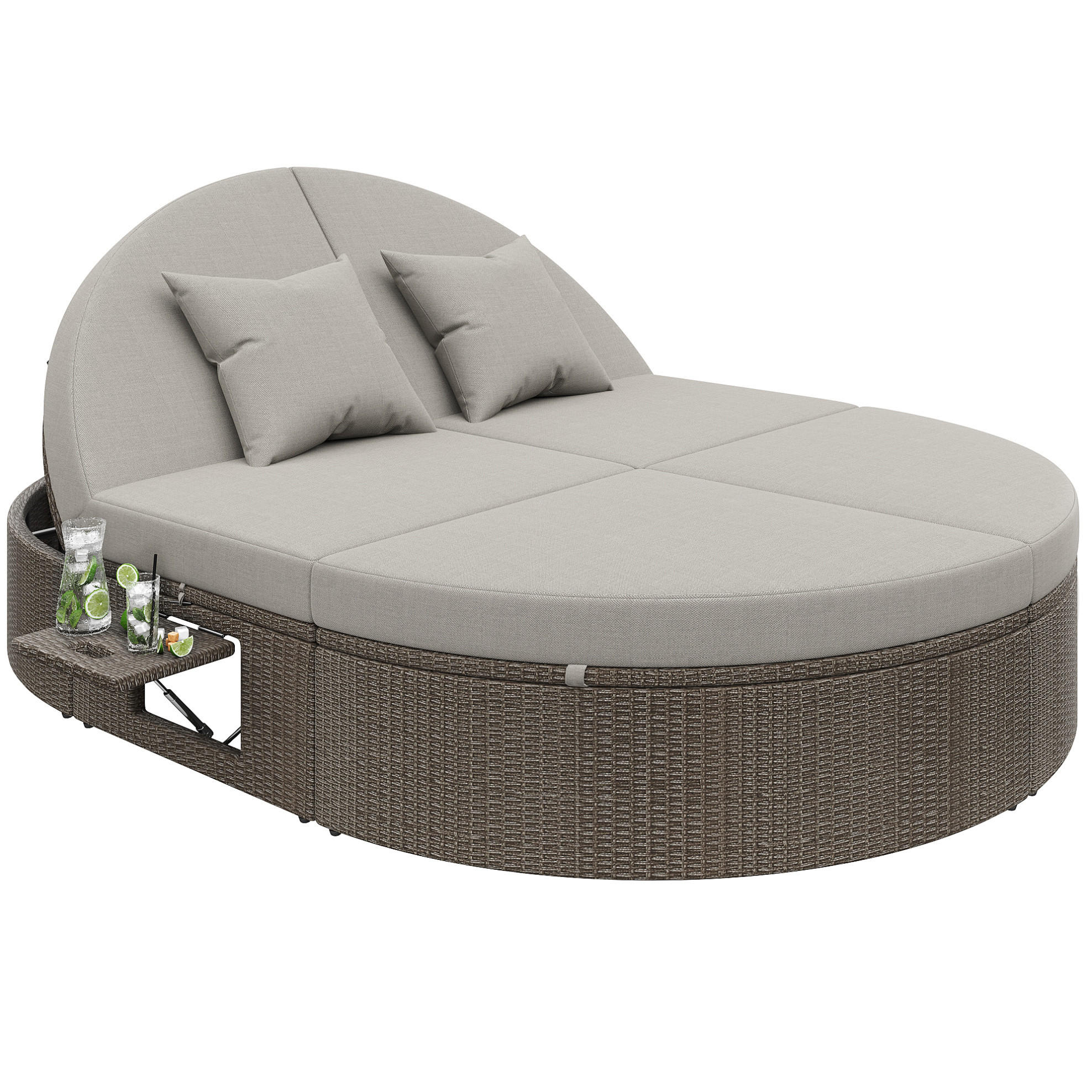 GARTENLIEGE 200/140/42 cm grau aus PE-Rattan verstellbar - Grau, Metall (199.9/41.9/140.5cm) - OKWISH