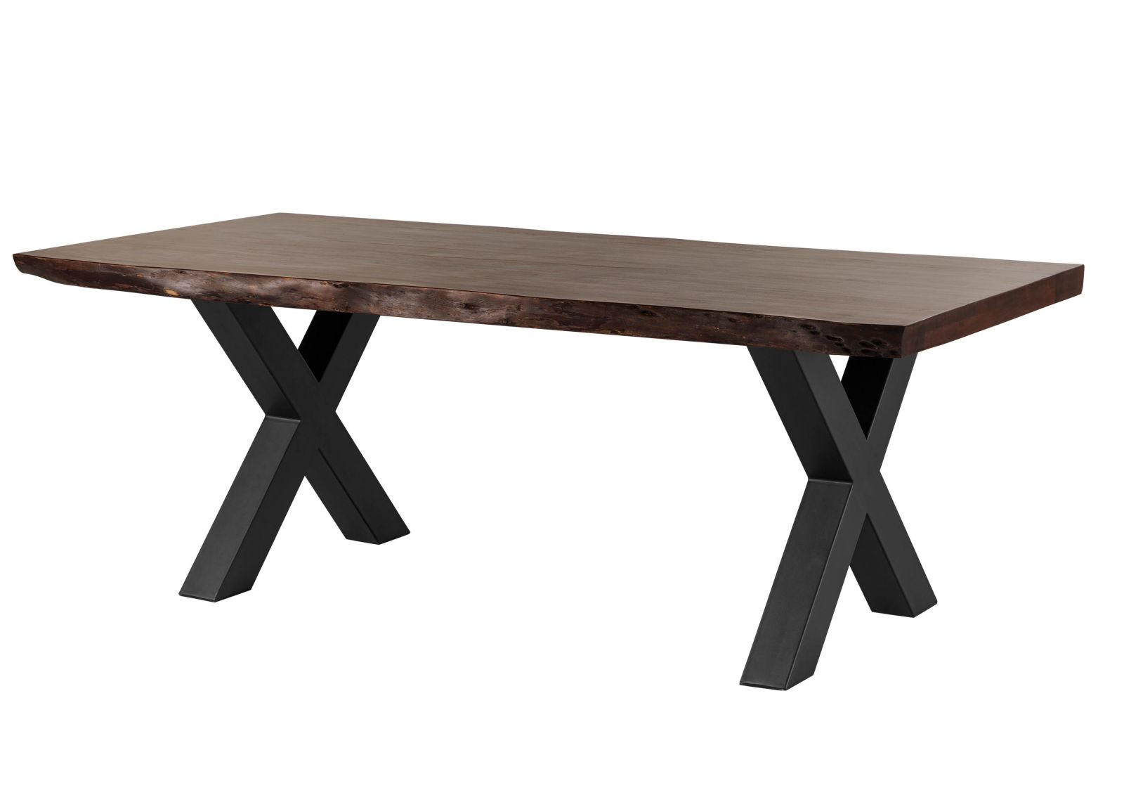 BAUMTISCH Akazie 200x100x77 braun lackiert / X-Beine anthrazit matt FREEFORM 5 - Anthrazit/Braun, Holz (200/100/77cm) - Massivmoebel24
