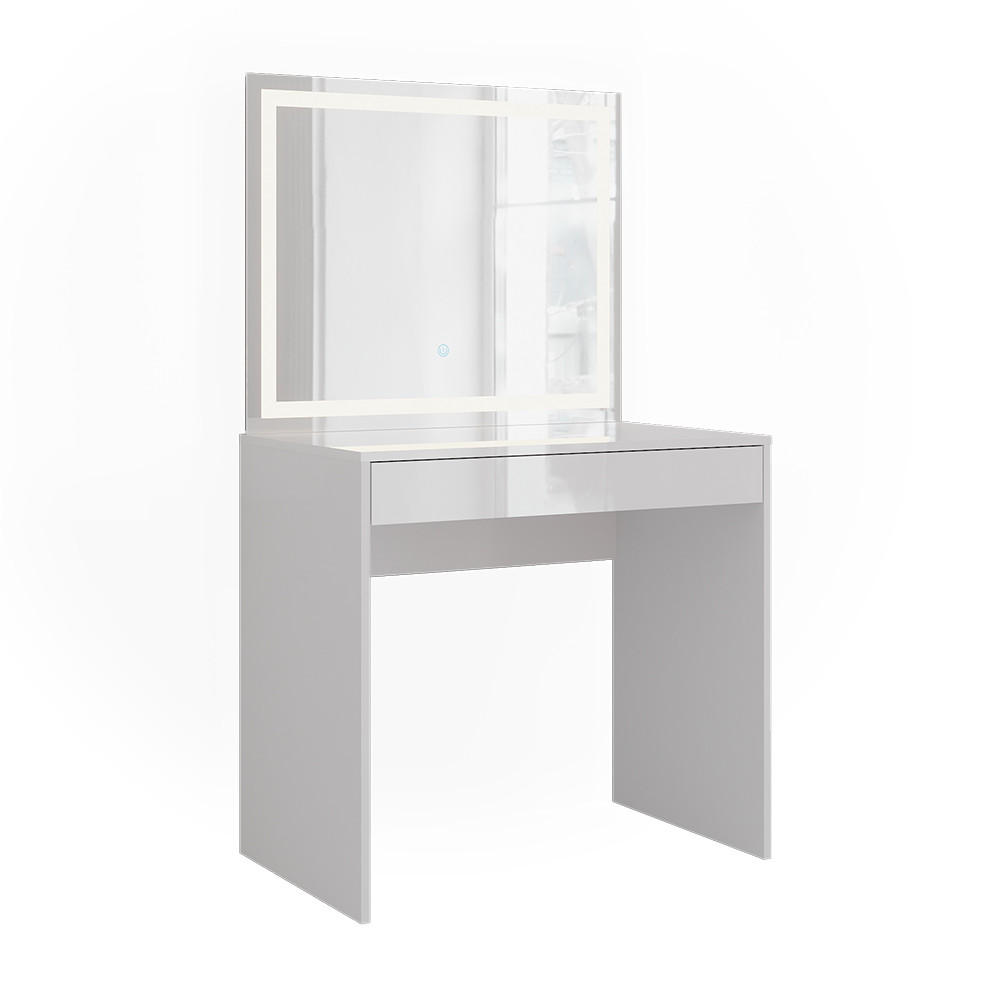 SCHMINKTISCH Sherry Weiß/Weiß Hochglanz 81.4 cm mit LED-Spiegel - Weiß Hochglanz, Holzwerkstoff (81.4/76/50.1cm) - Vicco