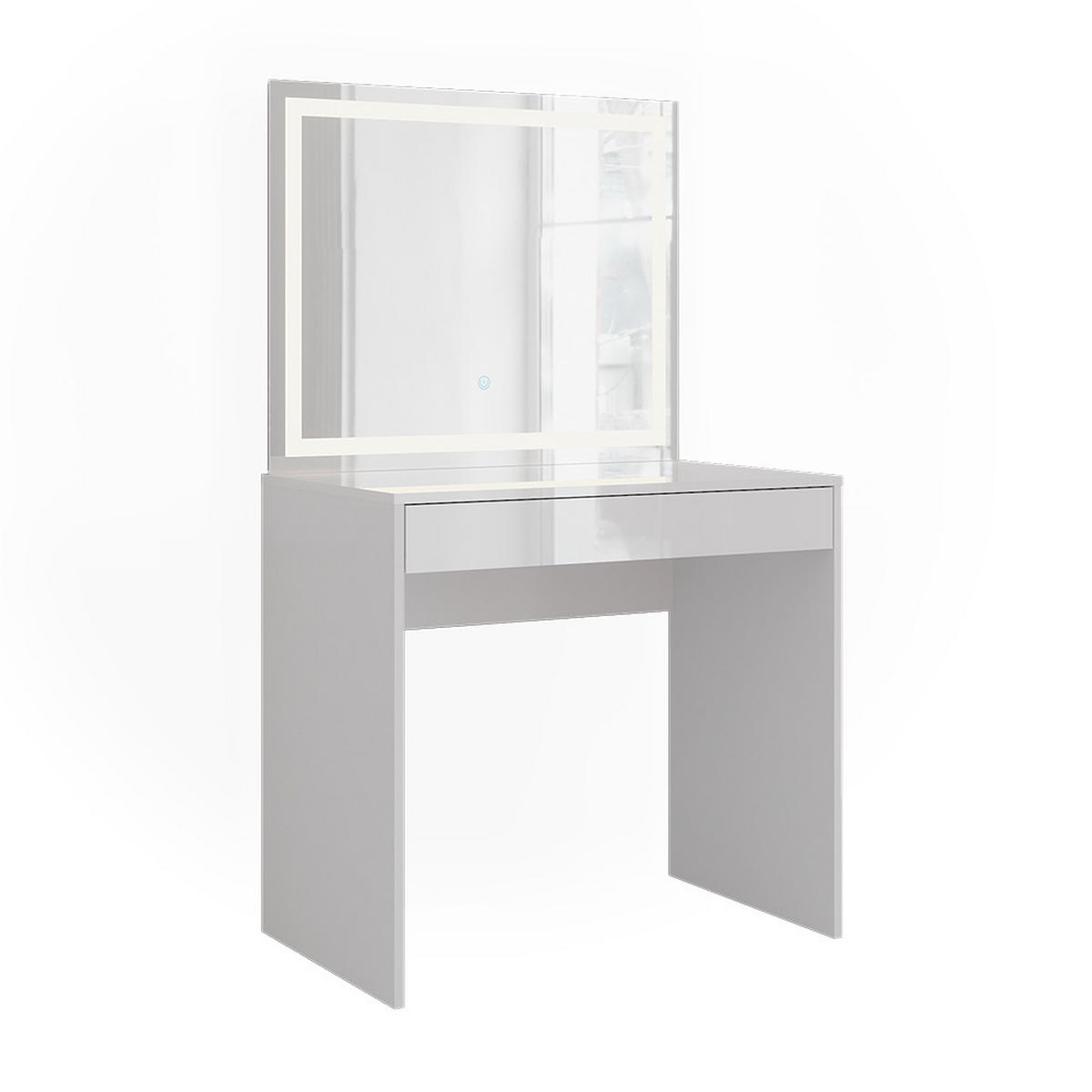 SCHMINKTISCH Sherry Weiß/Weiß Hochglanz 81.4 cm mit LED-Spiegel - Weiß Hochglanz, Holzwerkstoff (81.4/76/50.1cm) - Vicco