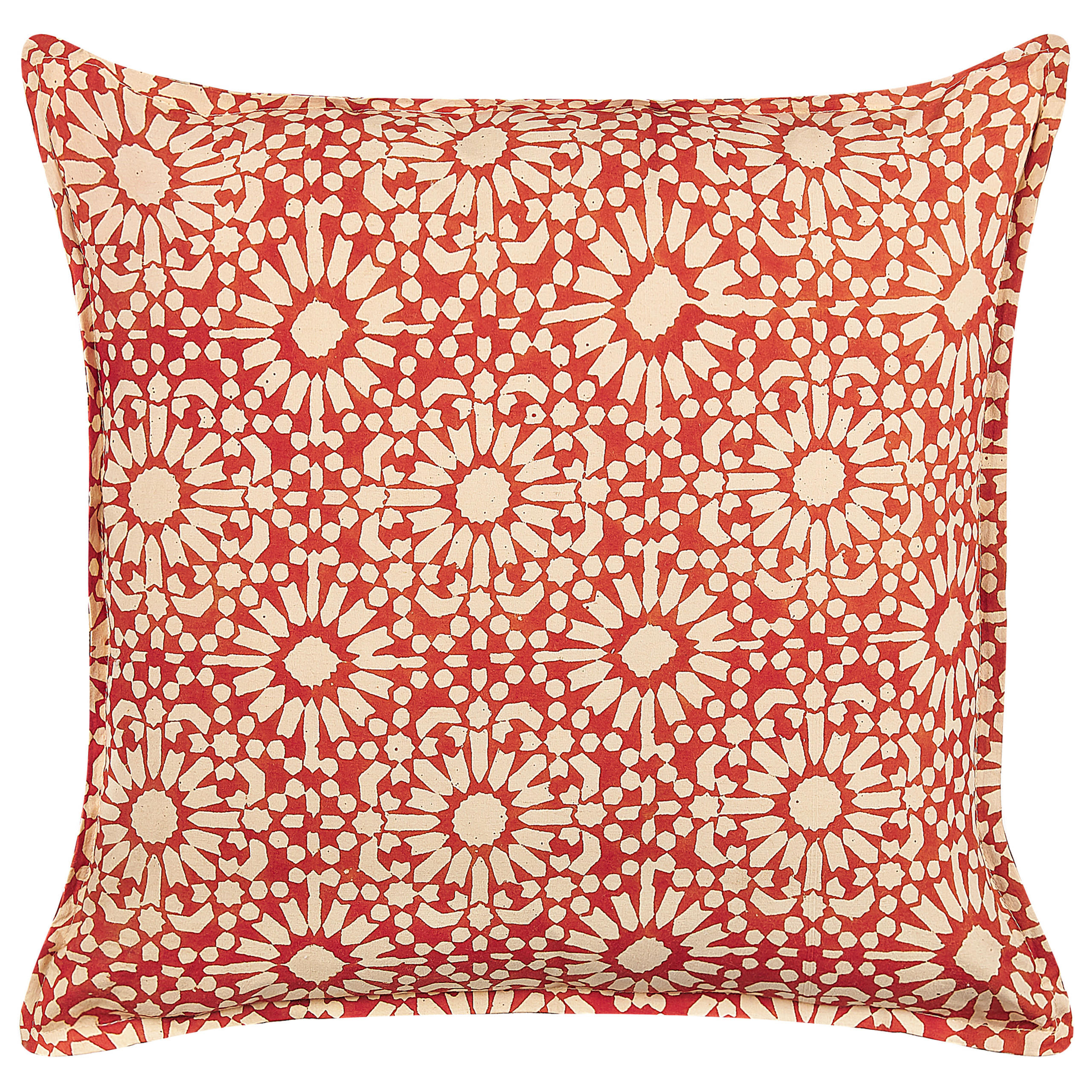 DEKOKISSEN Creme 45/45 cm Ceiba - Rot/Creme, Naturmaterialen/Textil (45/45cm) - Beliani