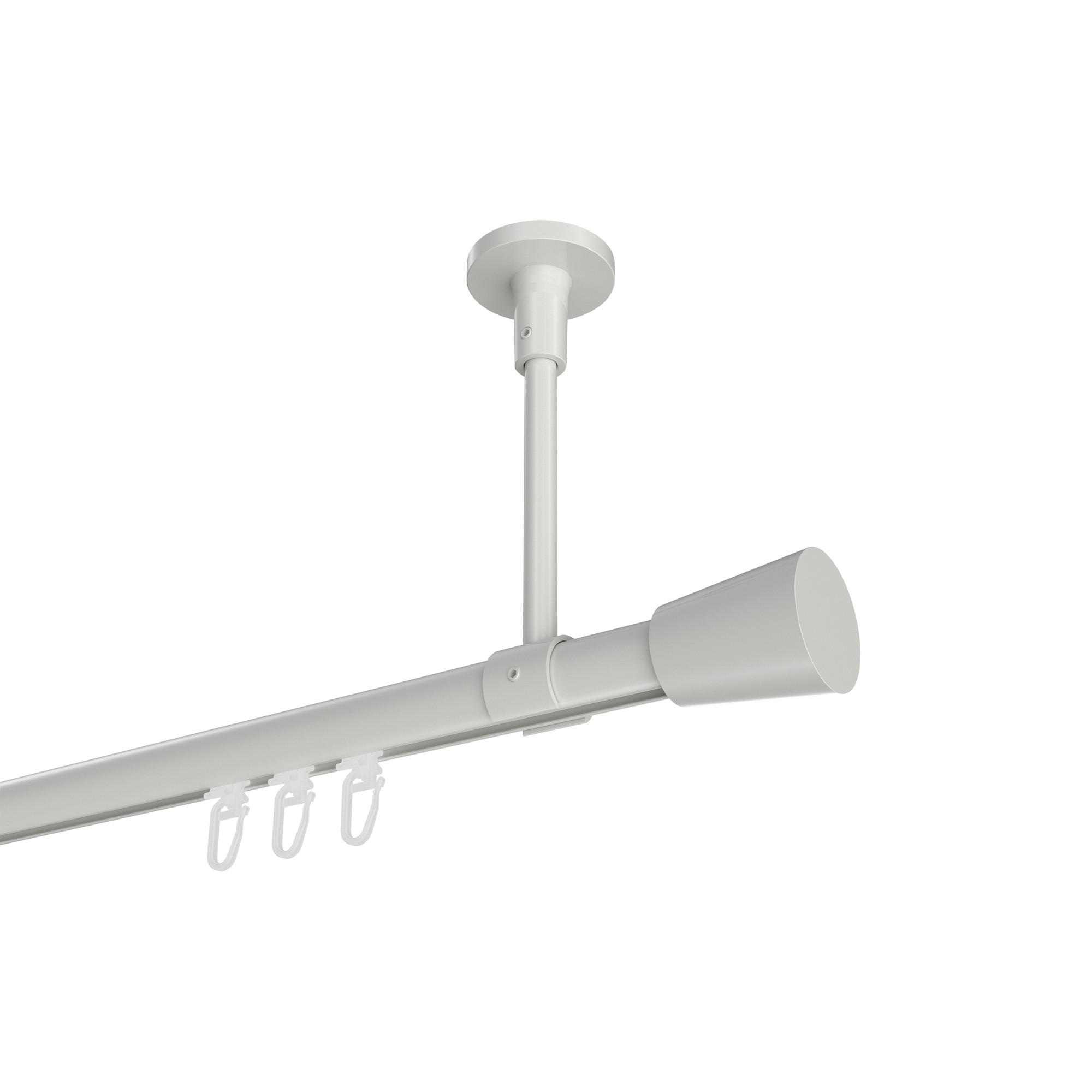 INNENLAUF-GARDINENSTANGEN-SET Sonette Sitra 280 cm (geteilt in 2 x 140 cm), 1-läufig, 20 mm Ø Weiß - Weiß, Metall (280cm) - INTERDECO