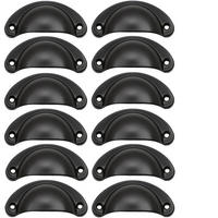 SCHRANKKNOPF Schwarz 12er-Set - Schwarz, Metall (6.6/3.4/8.1cm)