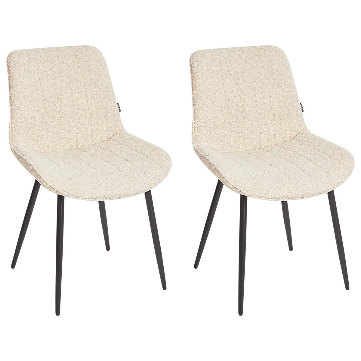 ESSZIMMERSTUHL 2er-Set Bouclé Helles Beige Dubrovnik - Beige/Schwarz, Textil (53/81/58cm) - Beliani