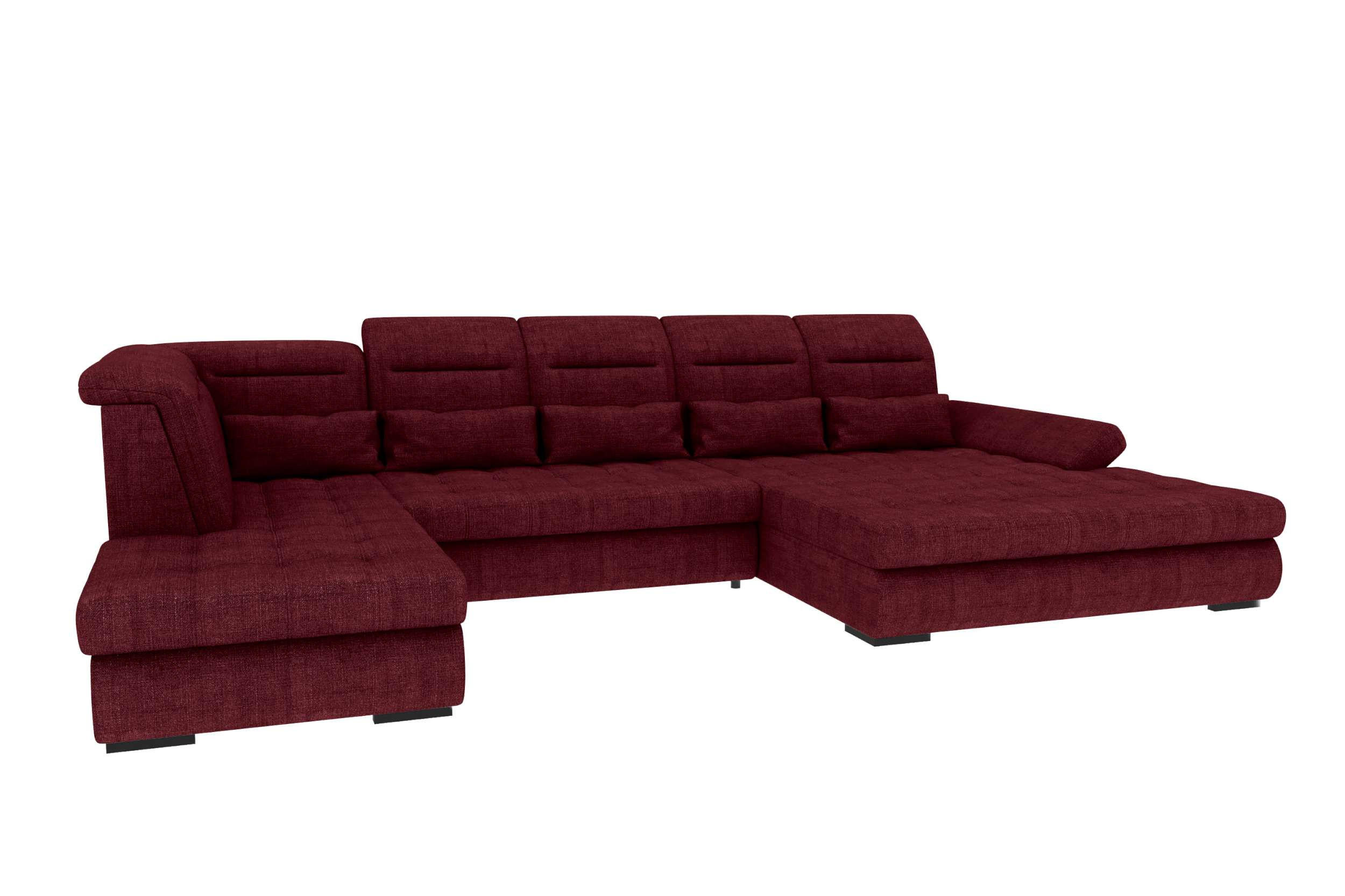 WOHNLANDSCHAFT Toscana Velours inkl. Schlaffunktion - Bordeaux, Textil (358/87/208cm) - 99rooms