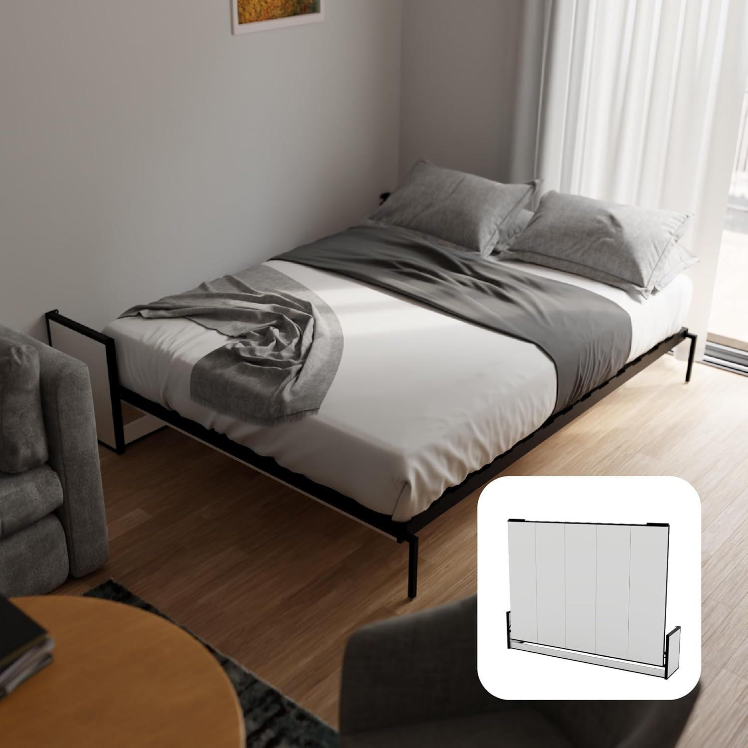 WallBedKing Schrankbett Schwarz 200x160 cm