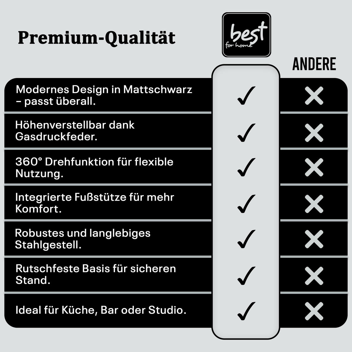 BARHOCKER - Schwarz, Drehbar Und Höhenverstellbar, Rutschfeste Basis, Modernes Design Für Küche Und Wohnzimmer - Schwarz, Textil (38/84/38cm) - Best For Home