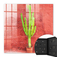 SCHLÜSSELBOX Schwarz 30x30 cm- Türöffnung nach rechts - Grüner Kaktus - Rot, Metall (30/30/5cm) - TULUP