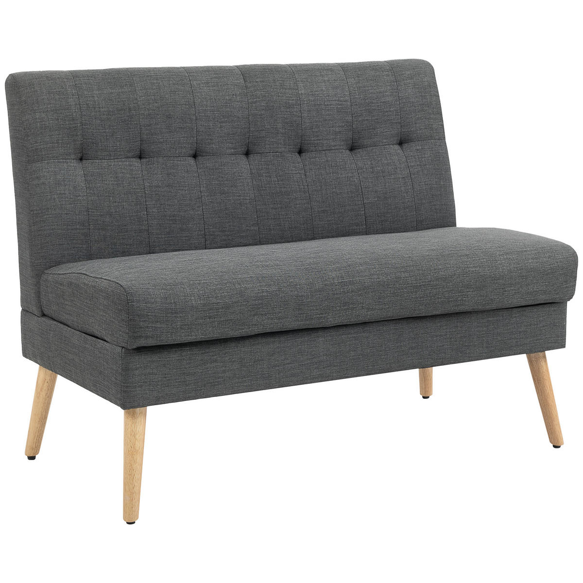 2-SITZER-SOFA DE-06564 getuftete Rückenlehne, dicke Polsterung, Grau - Dunkelgrau, Holz/Textil (118/90/68cm) - ComfortXL