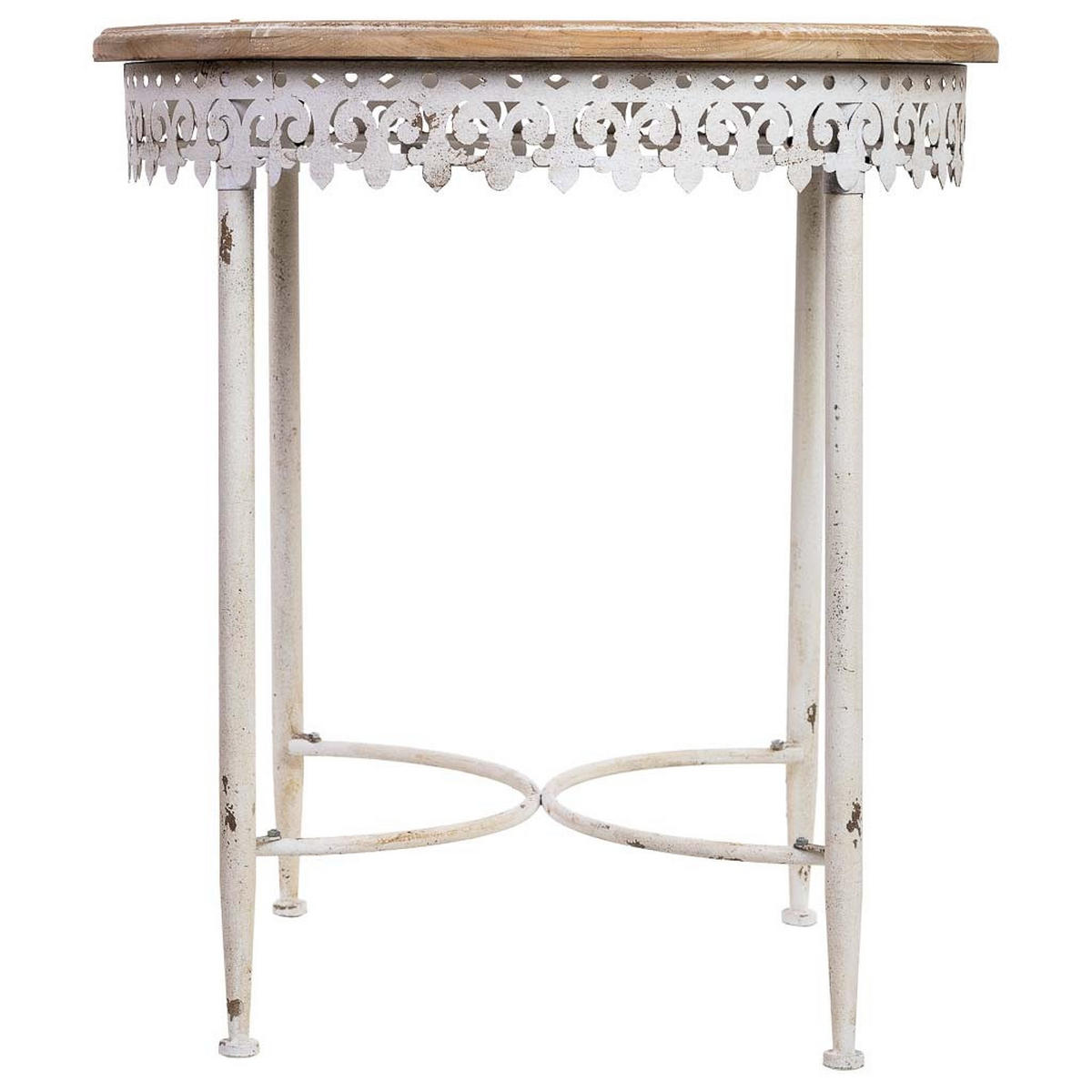 BEISTELLTISCH aus Metall und Holz, 75x80cm - Weiß, Holz (75/75/80cm) - Wanderlust