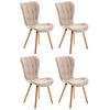 STUHL 4er Set Stoff creme - Eukalyptusholzfarben/Creme, Holz/Textil (50/88/63cm) - CLP