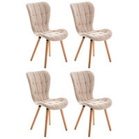 STUHL 4er Set Stoff creme - Eukalyptusholzfarben/Creme, Holz/Textil (50/88/63cm) - CLP