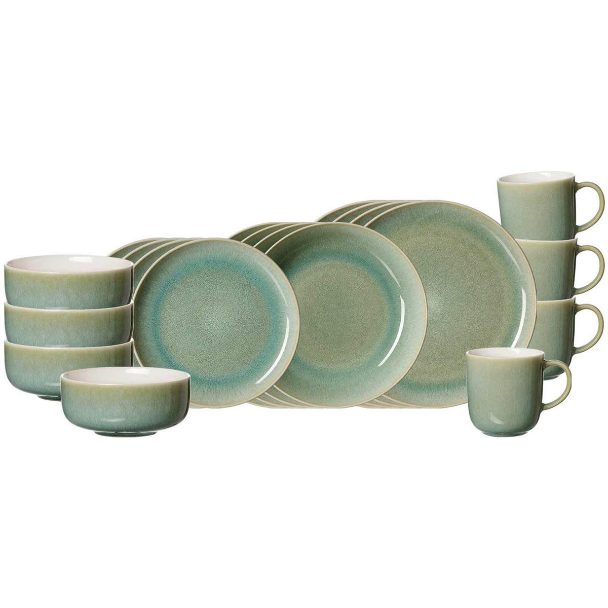 KOMBI-SET Borneo grün 20er Set - Grün, Keramik (1/1/1cm) - Ritzenhoff Breker