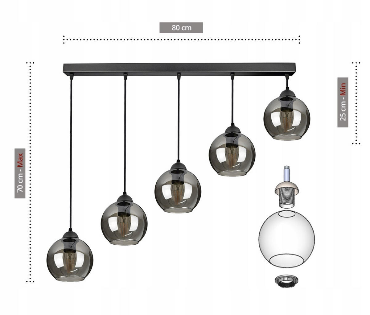 PEDELLEUCHTE HAGEN - Schwarz, Glas/Metall (15/100/100cm) - kiki design