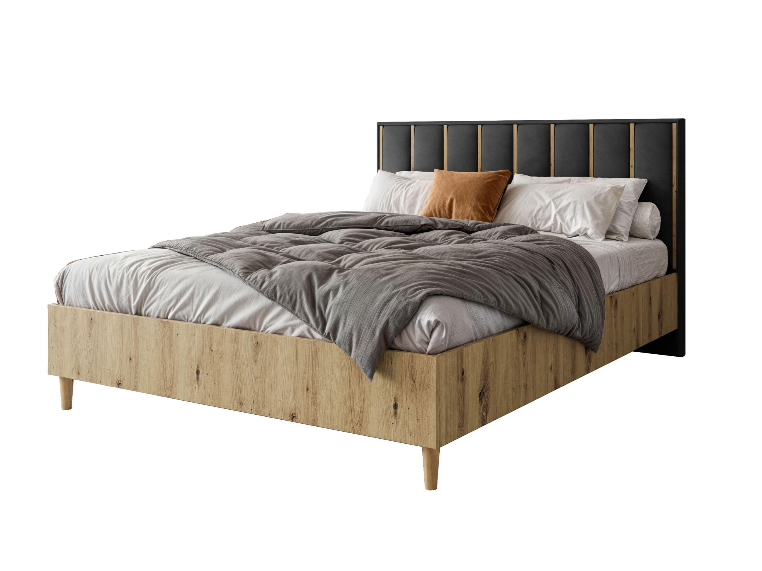 Margaret Hadas24 Doppelbett Eiche Artisan, Schwarz 160x200 cm