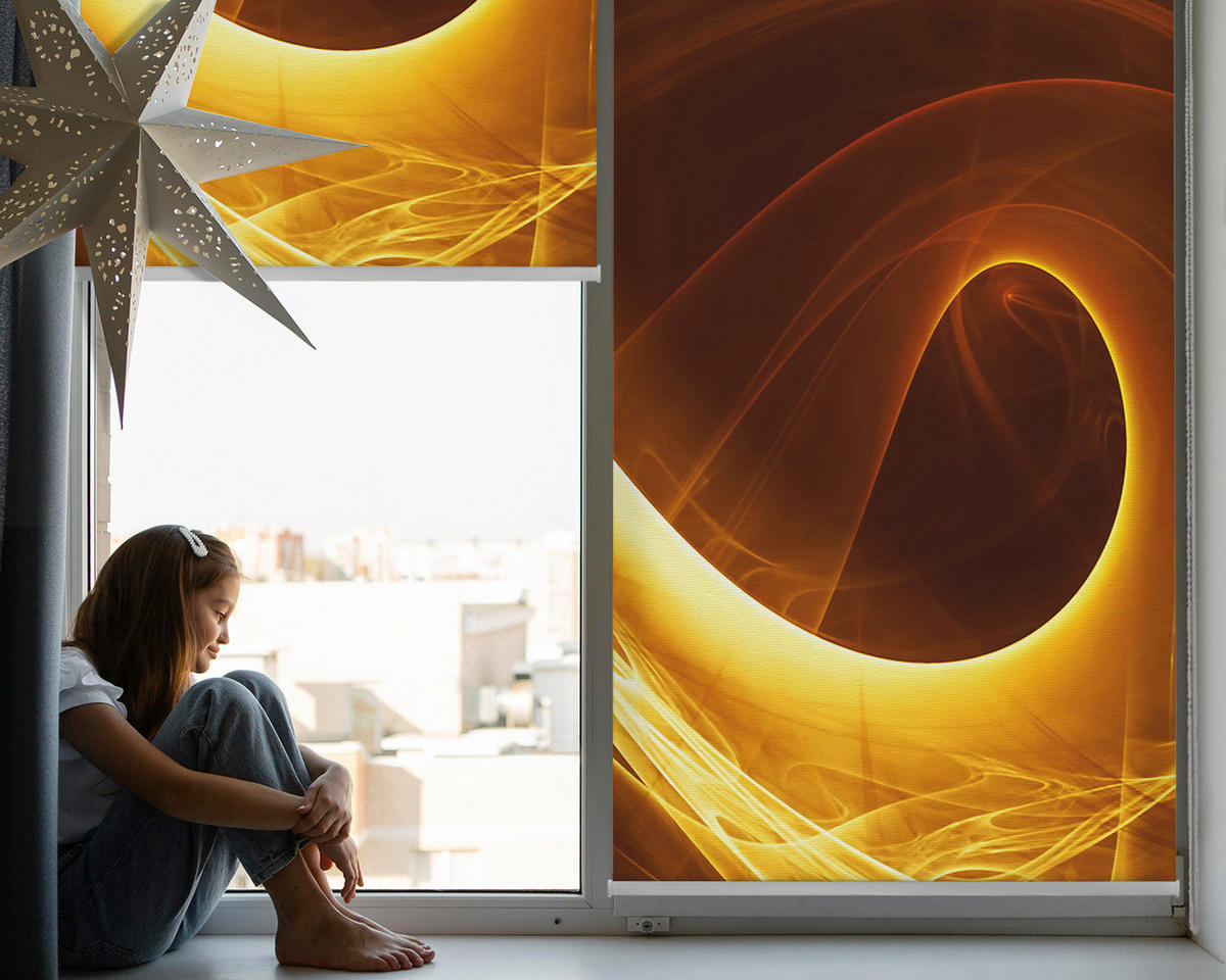VNÚTORNÁ roleta - okenná roleta - roleta - 90x180 cm - Oranžová abstrakcia - oranžová, plast (90/180/0.5cm) - TULUP