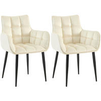 ESSZIMMERSTUHL 2er Set Samt Creme - Creme/Schwarz, Textil/Metall (62/87/59cm) - CLP