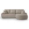 ECKSOFA Teddy L Hellbraun, Bouclé-Stoff, rechts - Hellbraun/Schwarz, Textil (270/170cm) - Beautysofa