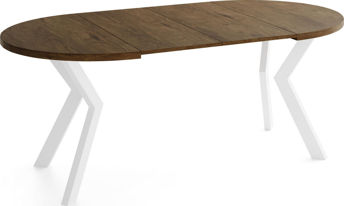 ESSTISCH Savio Weiß rund ausziehbar verlängerbar, Eiche Braun Rustikal 90-190/90/77 cm - Alteiche/Braun, Holz/Holzwerkstoff (90/190/77cm) - WFL GROUP