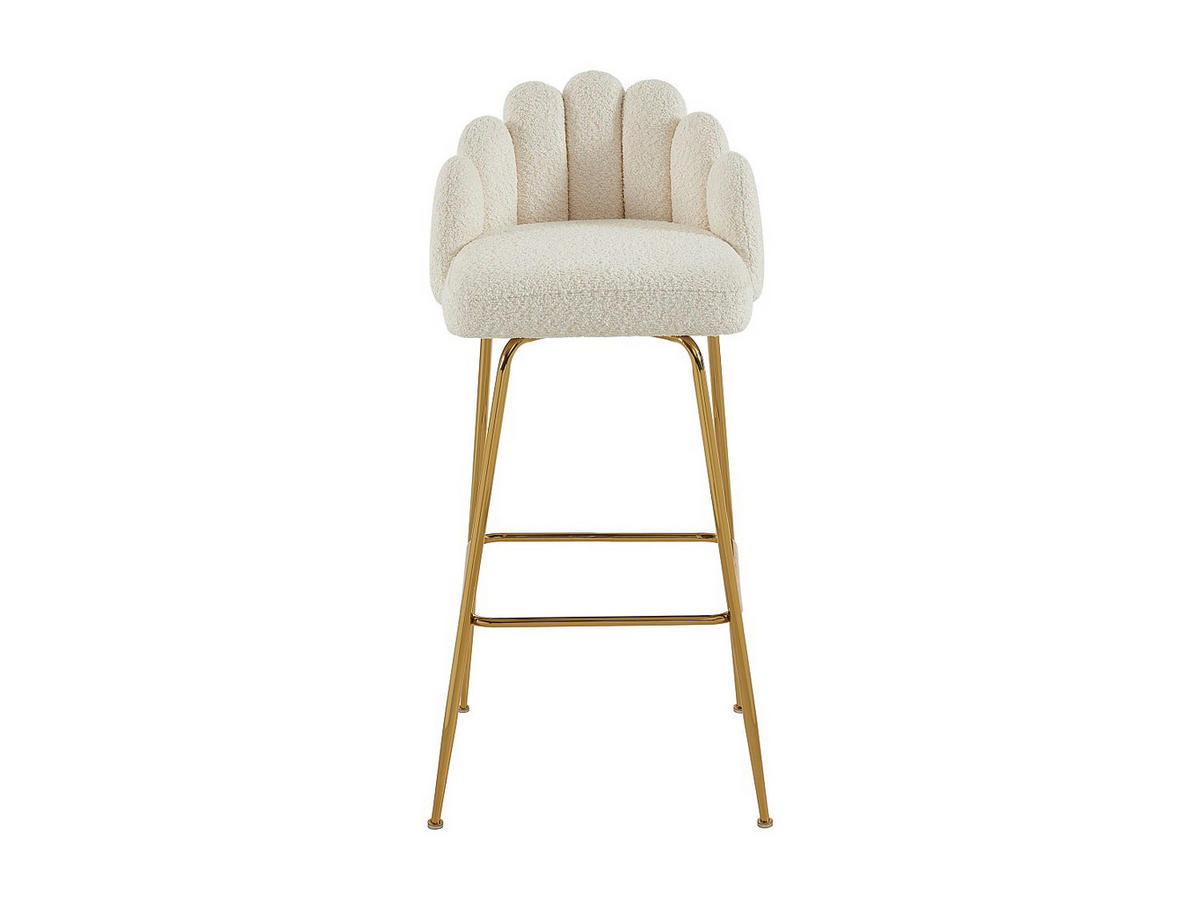 BARHOCKER 2er-Set - Bouclé-Stoff & goldfarbenes Metall - Cremefarben - ALTINAM - Creme, Textil (52/101/52.5cm) - Vente-Unique