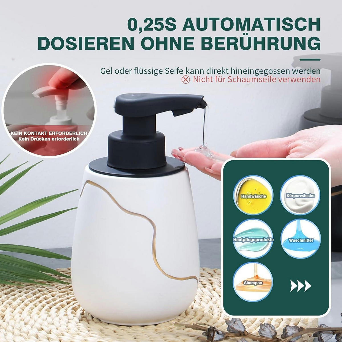 SEIFENSPENDER Automatisch Keramik Weiß mit Sensor - Weiß, Keramik (9/17/10cm)