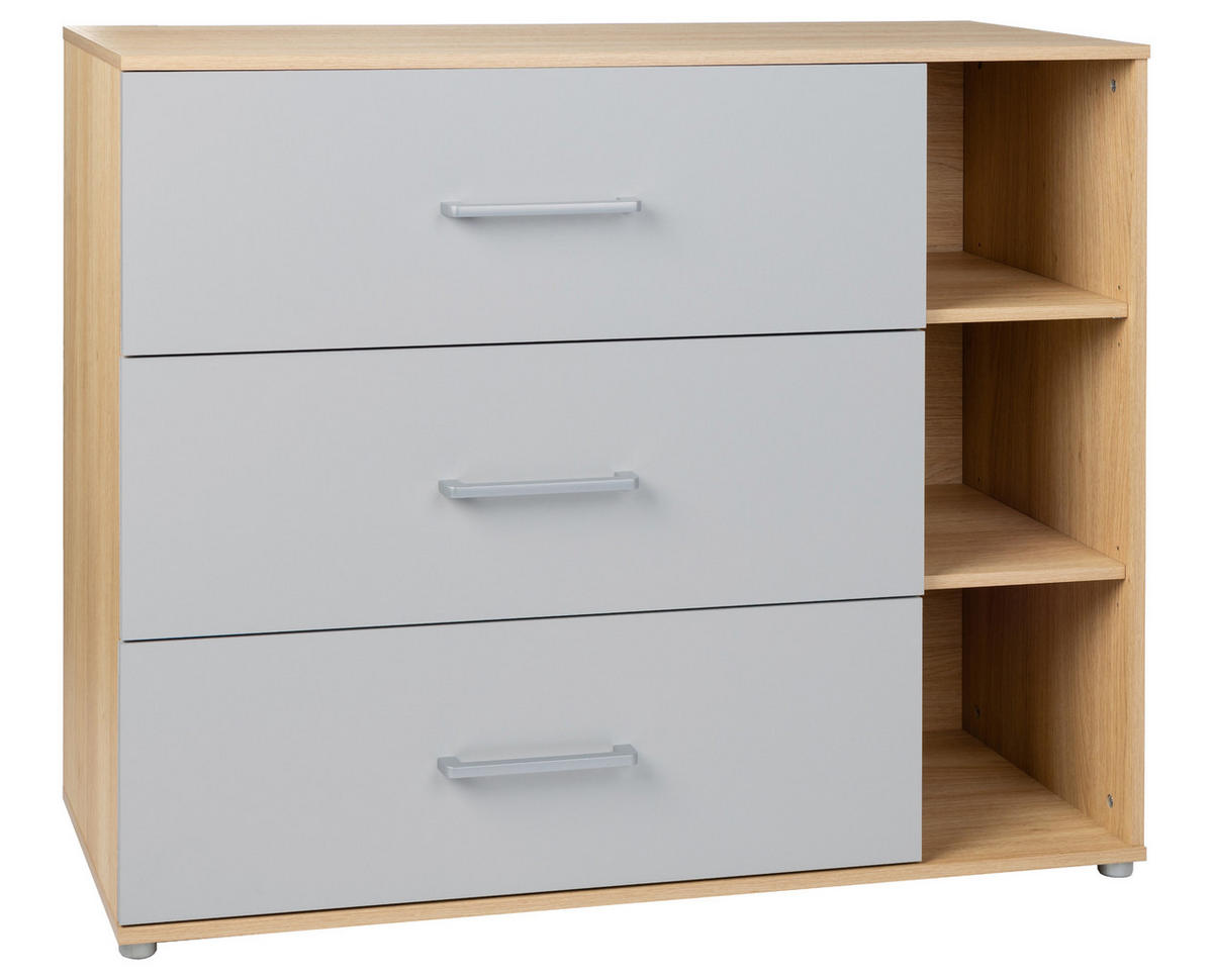 BABYZIMMER SET Elina 5-tlg. - Eichefarben/Silberfarben, Holz/Holzwerkstoff (1/1/1cm) - arthur berndt