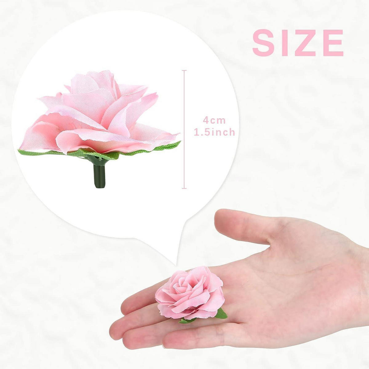 KUNSTBLUMEN Rosenköpfe 50-teiliges Set Weiß und Rosa 4 cm - Multicolor, Kunststoff (4cm)